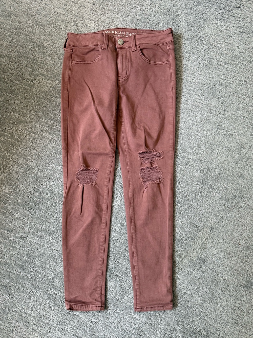 American Eagle Mauve Blush Distressed Jegging Jean Sz 4 Short